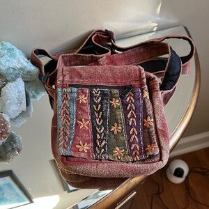 Embroidered Boho Multi-Color Crossbody Bag NWOT